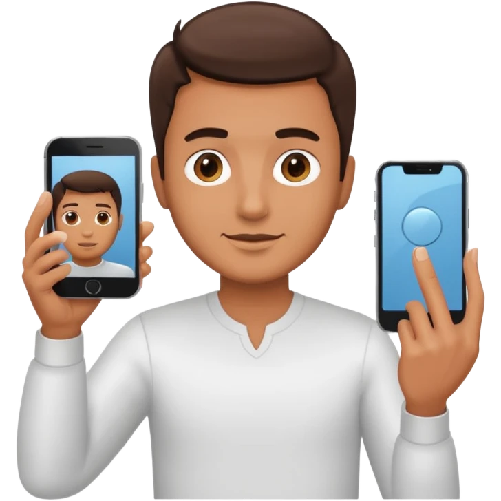 a man holding a phone, taking a mirror selfie emoji