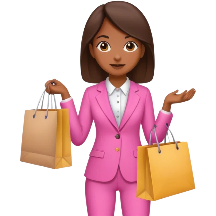 Brune girl pink suit shopping bag emoji