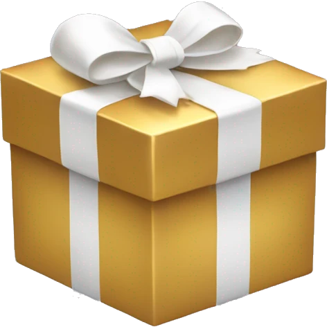 Golden gift box with white cute bow  emoji
