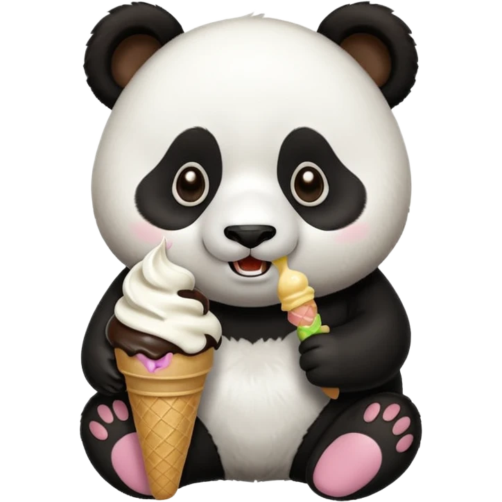 Panda eating ice cream emoji