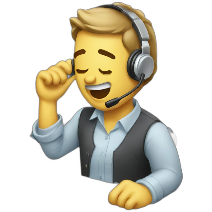 call center agent drunk at work emoji