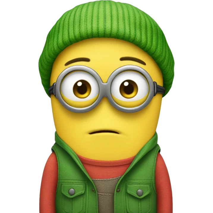 minion de rostro verde y ropa roja emoji
