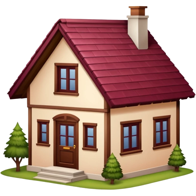 A dacha with a burgundy tiled roof emoji