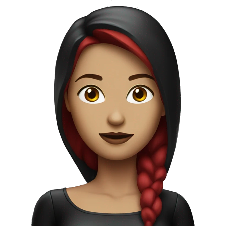A woman with dark red hair and black latex clothes emoji