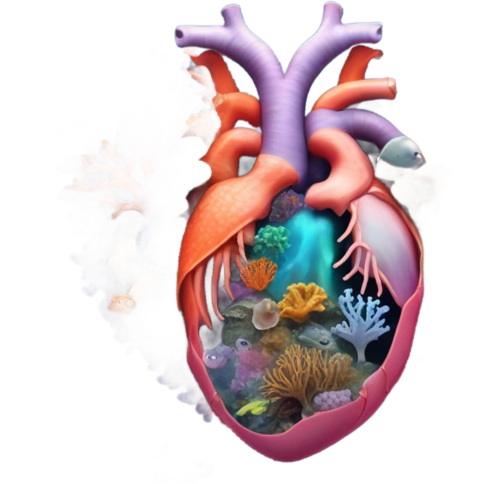 Heart within sea creatures emoji