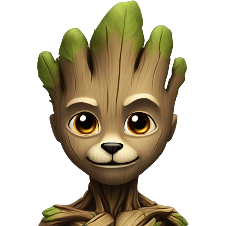 create one cat that look like albert Anstine they speak "hey everyone i am groot ,,, no no i am not groot you are mad     emoji