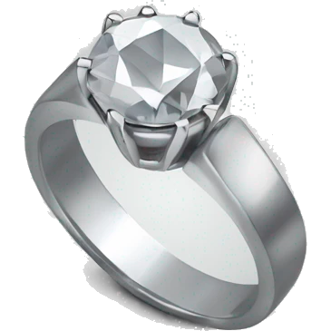 silver ring with a large diamond emoji