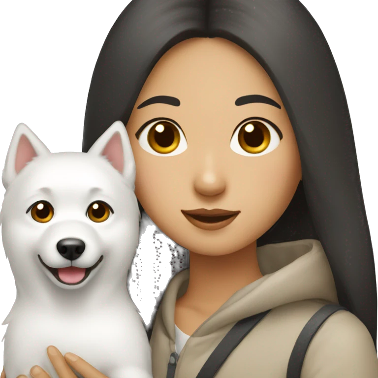 asian girl with Japanese spitz dog emoji