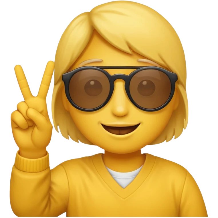 the yellow circle wearing sun glasses emoji holding up a peace sign emoji