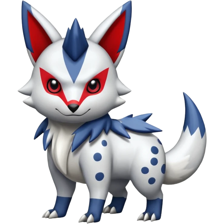 Marked patterned spotted striped zigzagged Zangoose-Absol-Pachirisu-fusion emoji
