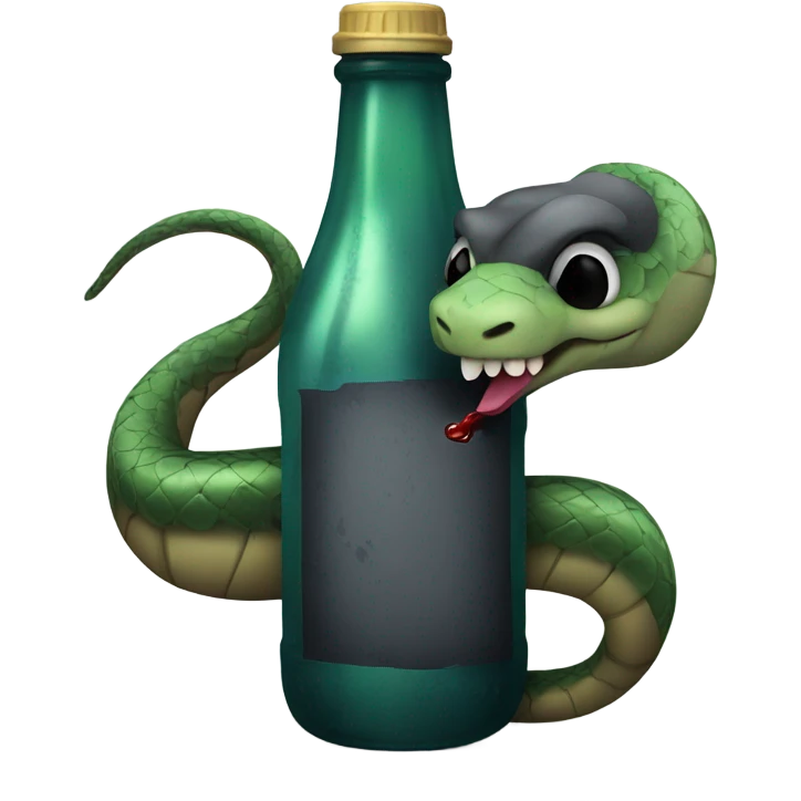 Emo snake holding a bottle emoji