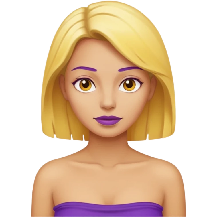 Make a yellow woman with a purple shirt with exposed boobs topless emoji