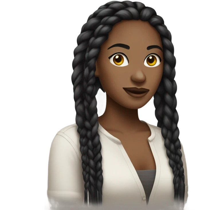 black woman with black down braids and top emoji