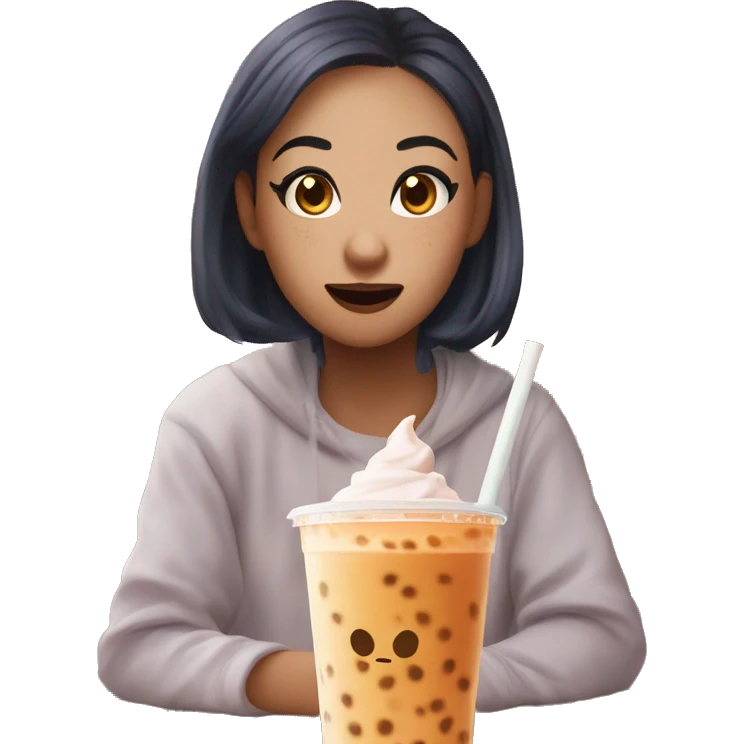 Bubble tea 🧋gossping rumours surprised facial reaction 👀😮 emoji
