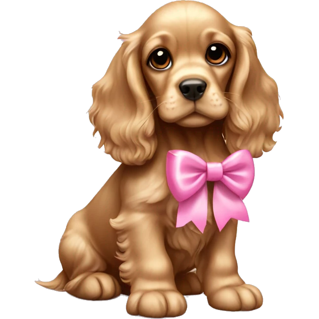 cocker spaniel puppy with a pink bow emoji