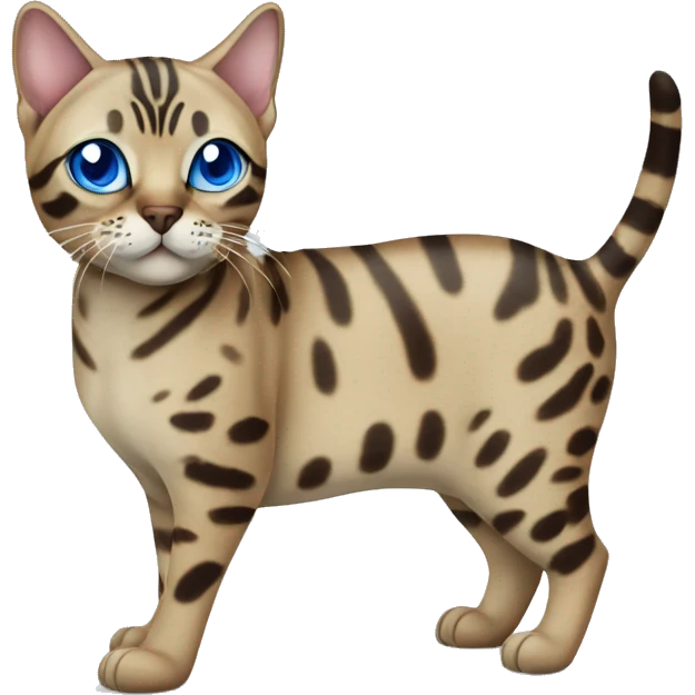 Seal Bengal cat with Blue eyes standing emoji