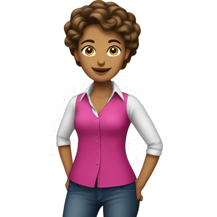 Mujer cabello castaño delgada y camisa fucsia  emoji