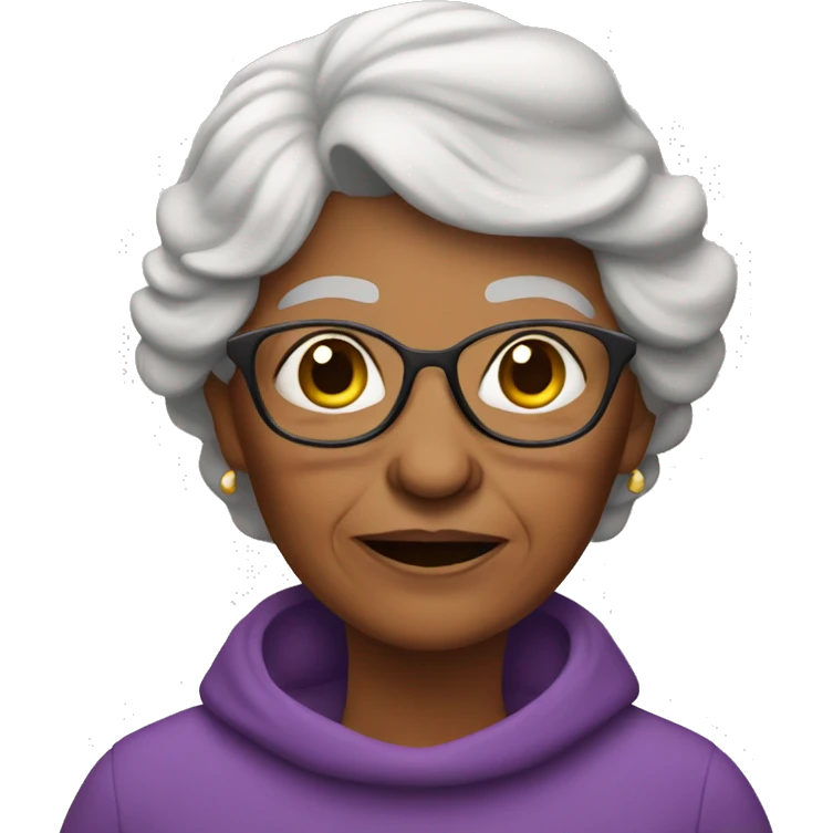 grandmother with iPhone emoji