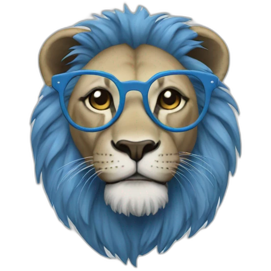 blue lion with glasses emoji