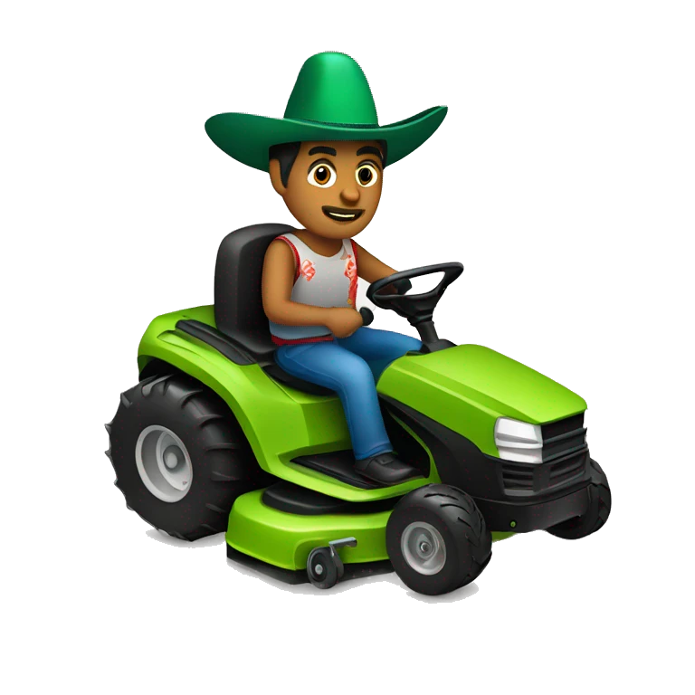 Mexican man with sombrero on a lawnmower emoji