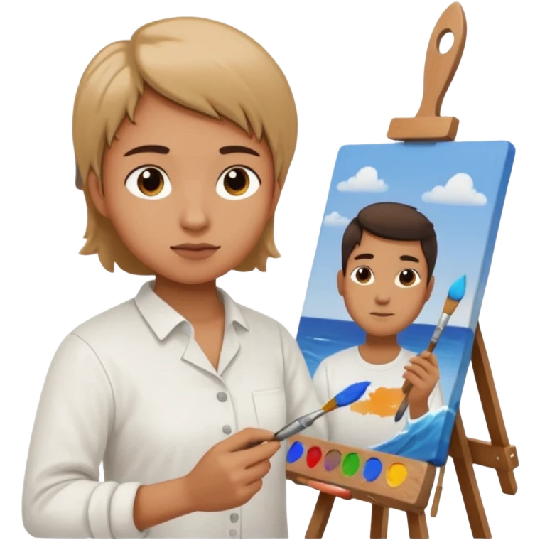 person quietly painting on canvas emoji