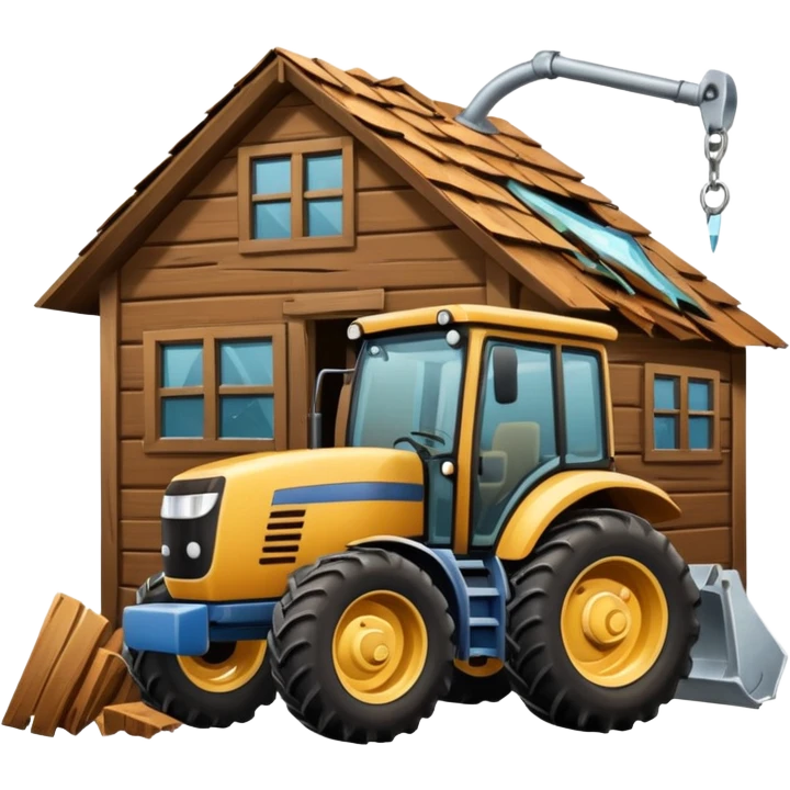 Tractor crash into house emoji