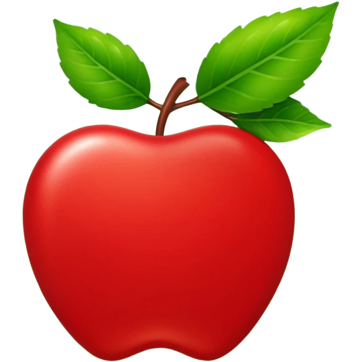 "iOS style apple emoji, bright red with a glossy texture and green leaf, no background" emoji