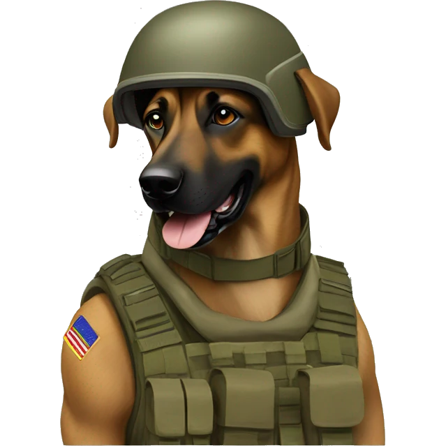 IDF soldier with his Belgian malinois army dog emoji