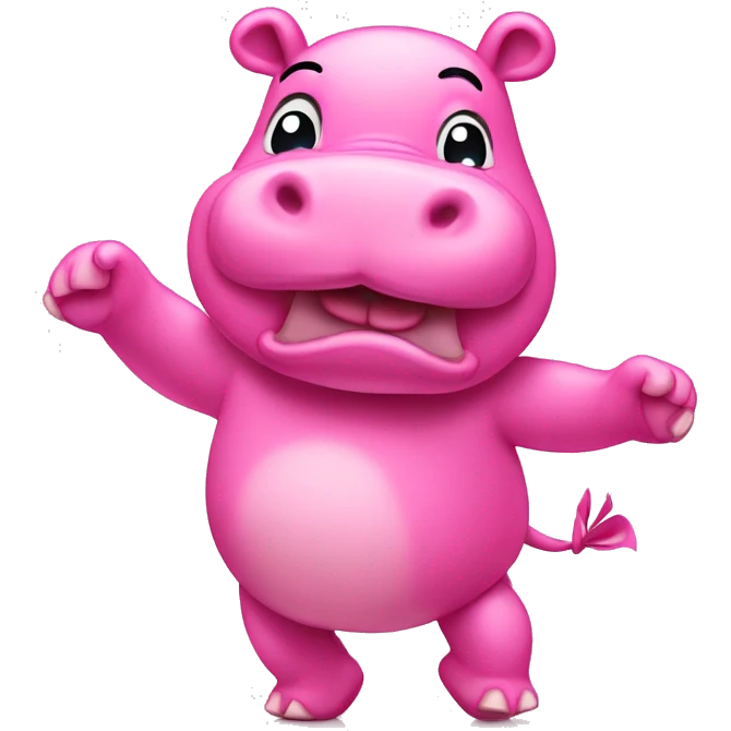 Dancing pink hippo shaking its rear emoji
