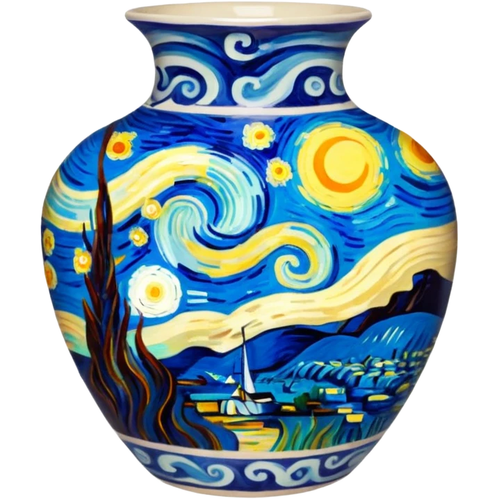 Vase with a Van Gogh painting on it emoji