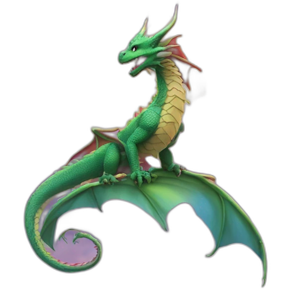 Dragon rose devant un arc en ciel emoji