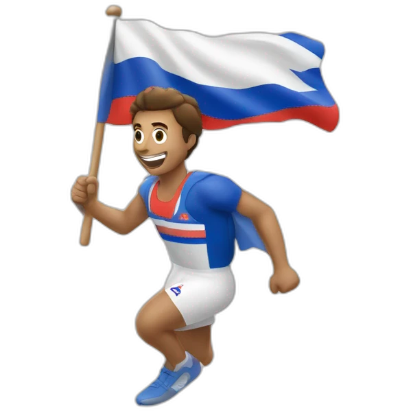 Un athlète courant avec le drapeau de la France emoji