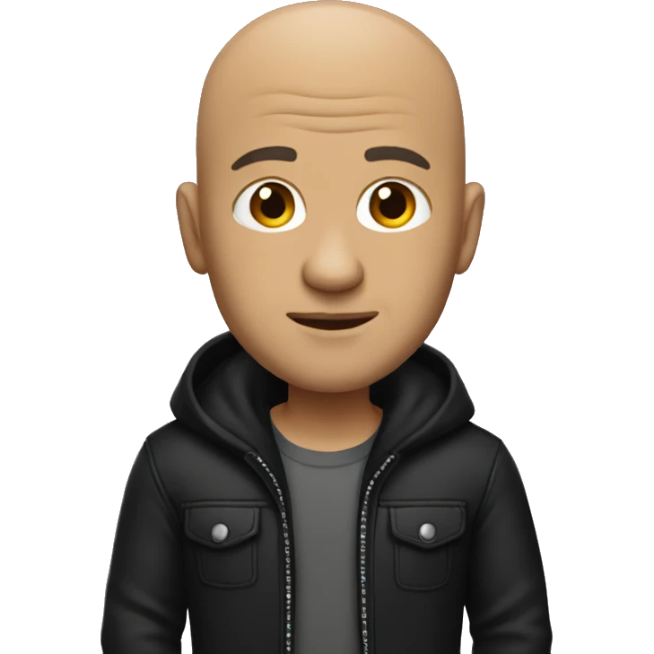 bald man in black jacket emoji
