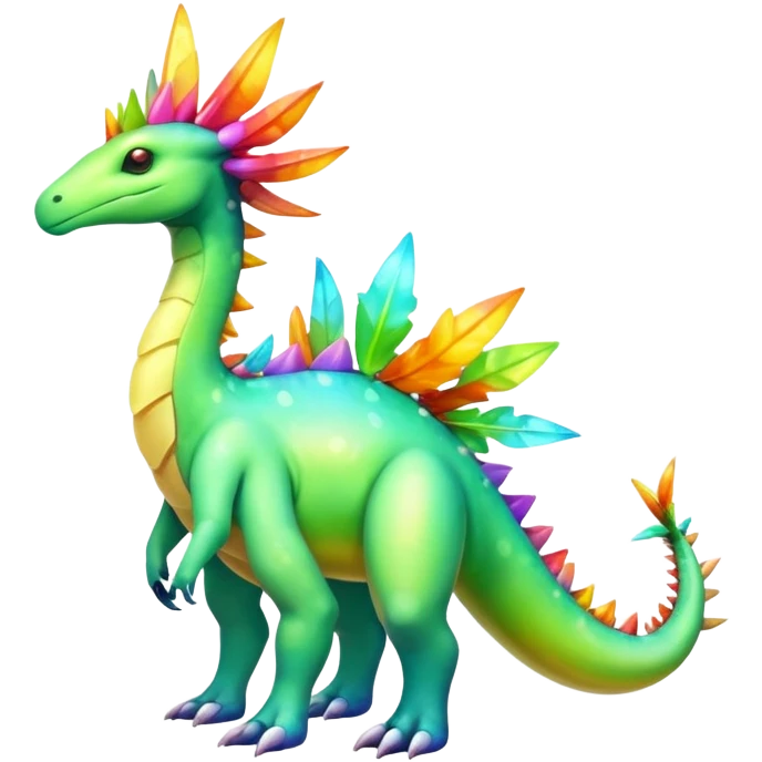 Shiny Exotic Colorful Meganium-Amaura-Aurorus-Fakémon-hybrid-creature (full body)  emoji