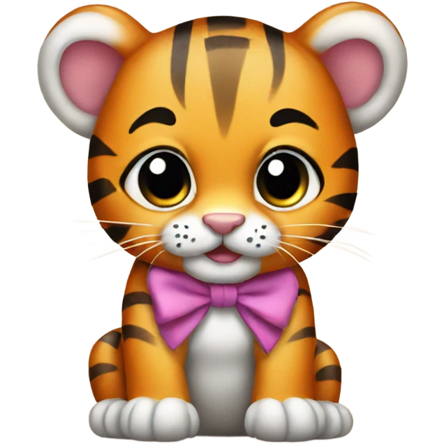 Baby tiger with a bow emoji