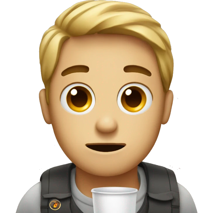 a emoji with a coffee and tired emoji