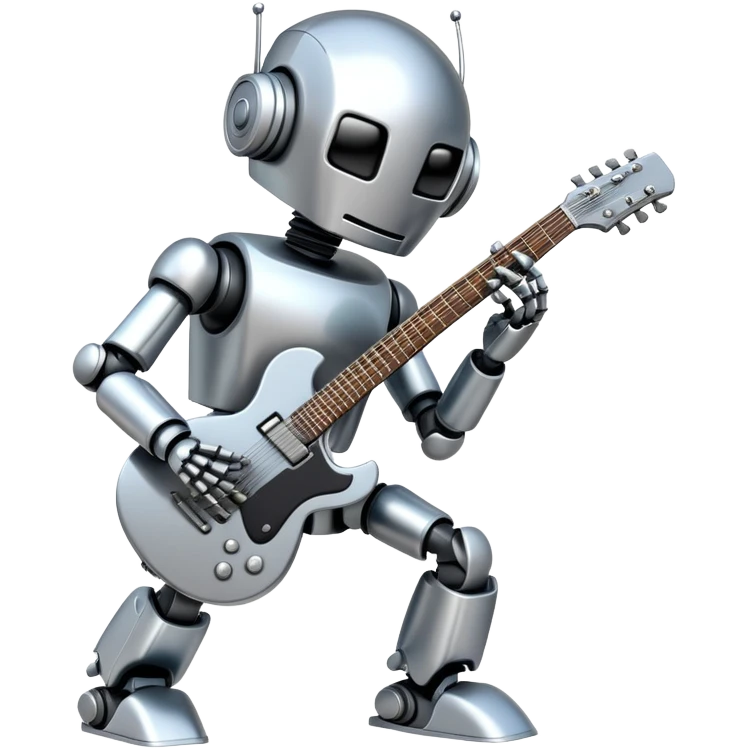 Robot playing guitar emoji