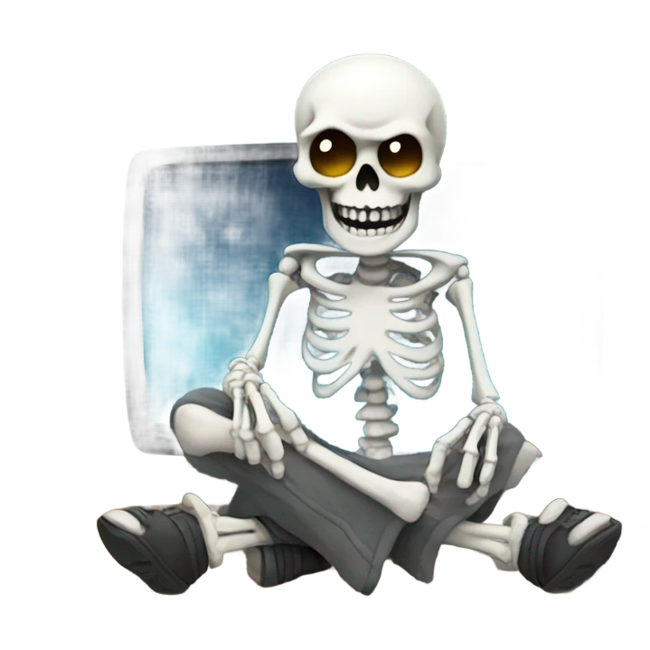 Skeleton wearing and beanie and jacket playing video games  emoji