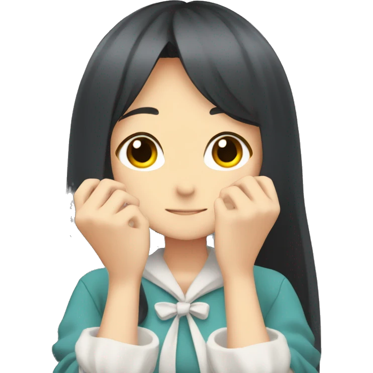 Anime girl using hands to make the shape of a heart emoji