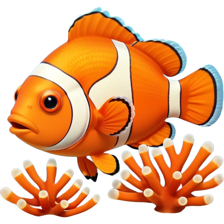 Clown fish with coral in an aquarium emoji