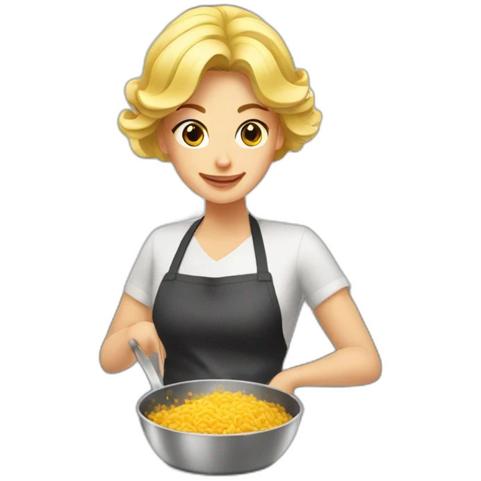 blonde woman making a dish emoji
