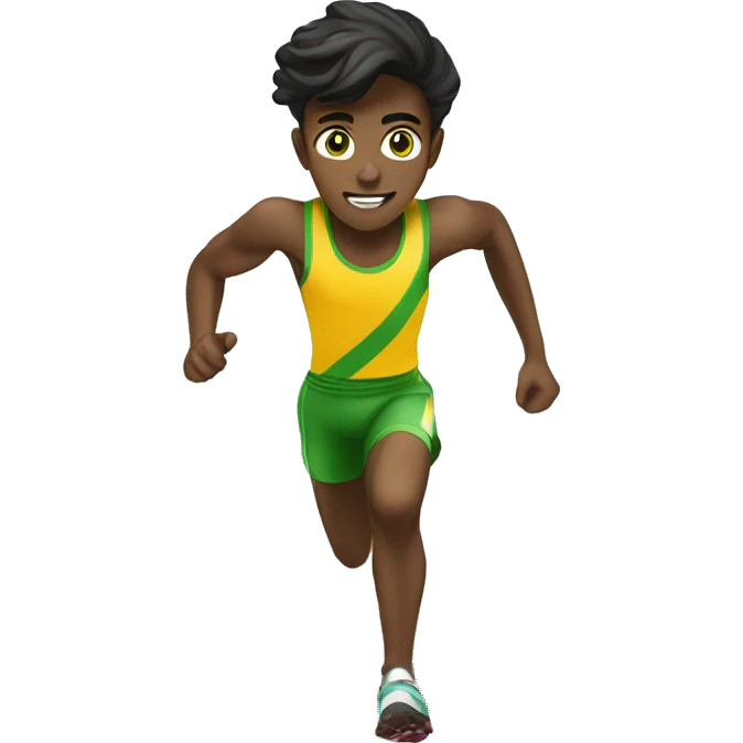 Green eye brunette teenage boy running track  emoji