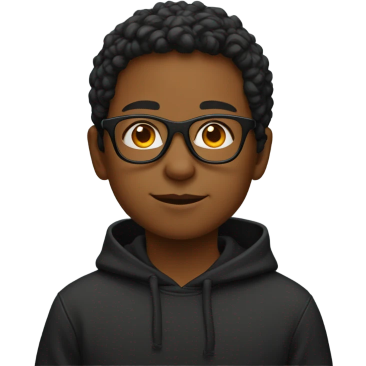 Kid with orange glasses and black hoody emoji