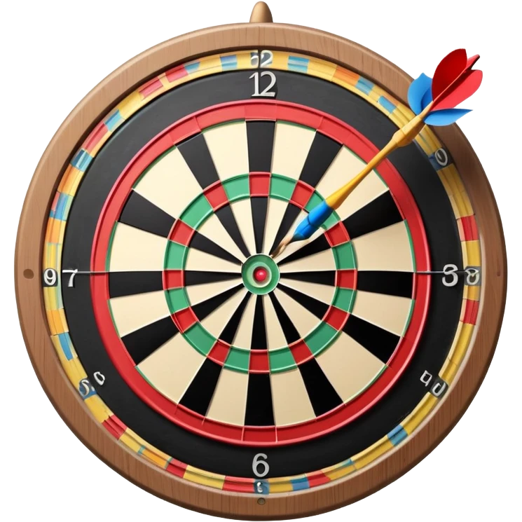 A dartboard with darts firmly stuck in the bullseye, surrounded by the colorful sections of the target. The background conveys a competitive atmosphere, with a subtle focus on precision and skill in the game of darts. emoji