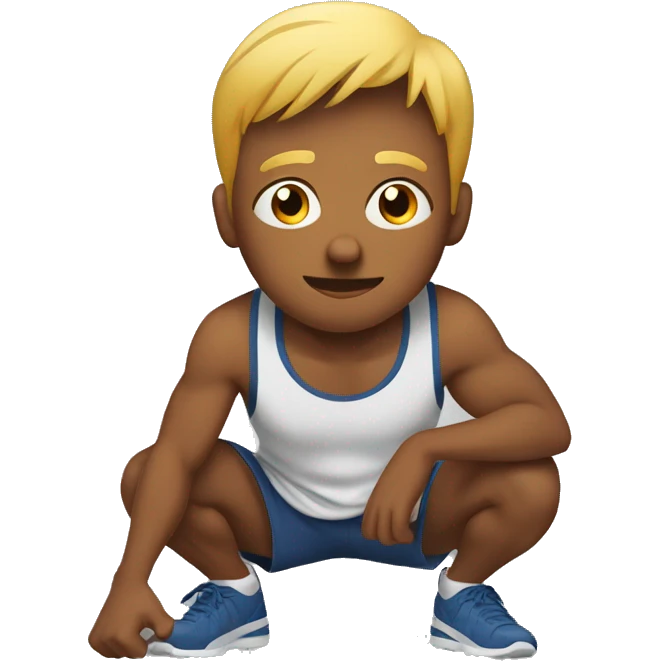 a young man doing squat (sport) emoji