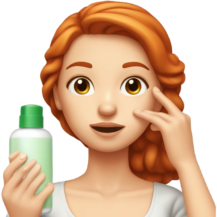 redhead girl takes care of her skin emoji