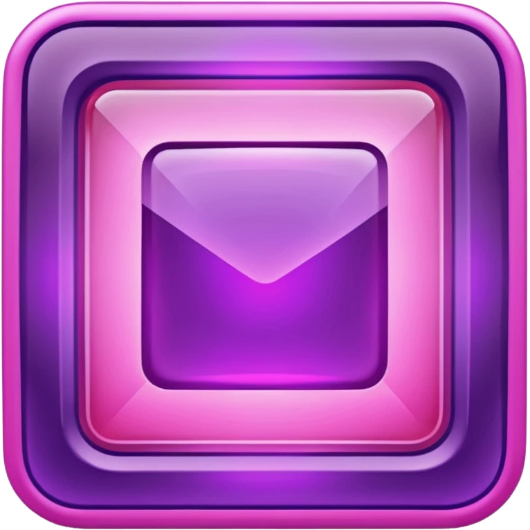 A glowing neon square in shades of purple and pink, transparent background emoji