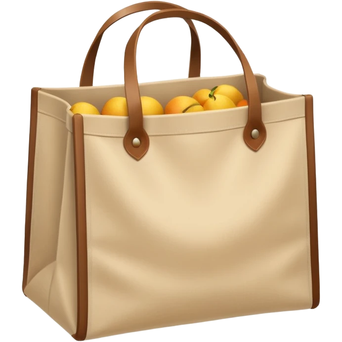 cartoon market bag, do not add stripes and make it empty. Do not add face. Top view emoji