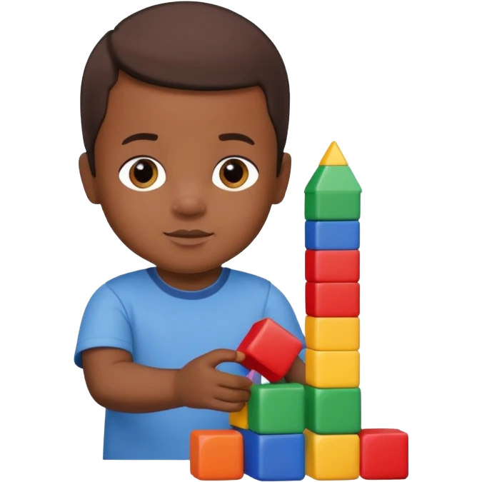 Toddler black boy – stacking colorful building blocks.
 emoji