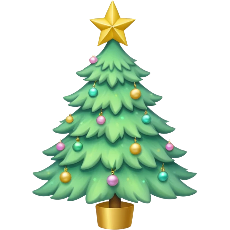 a pastel green christmas tree a yellow star emoji